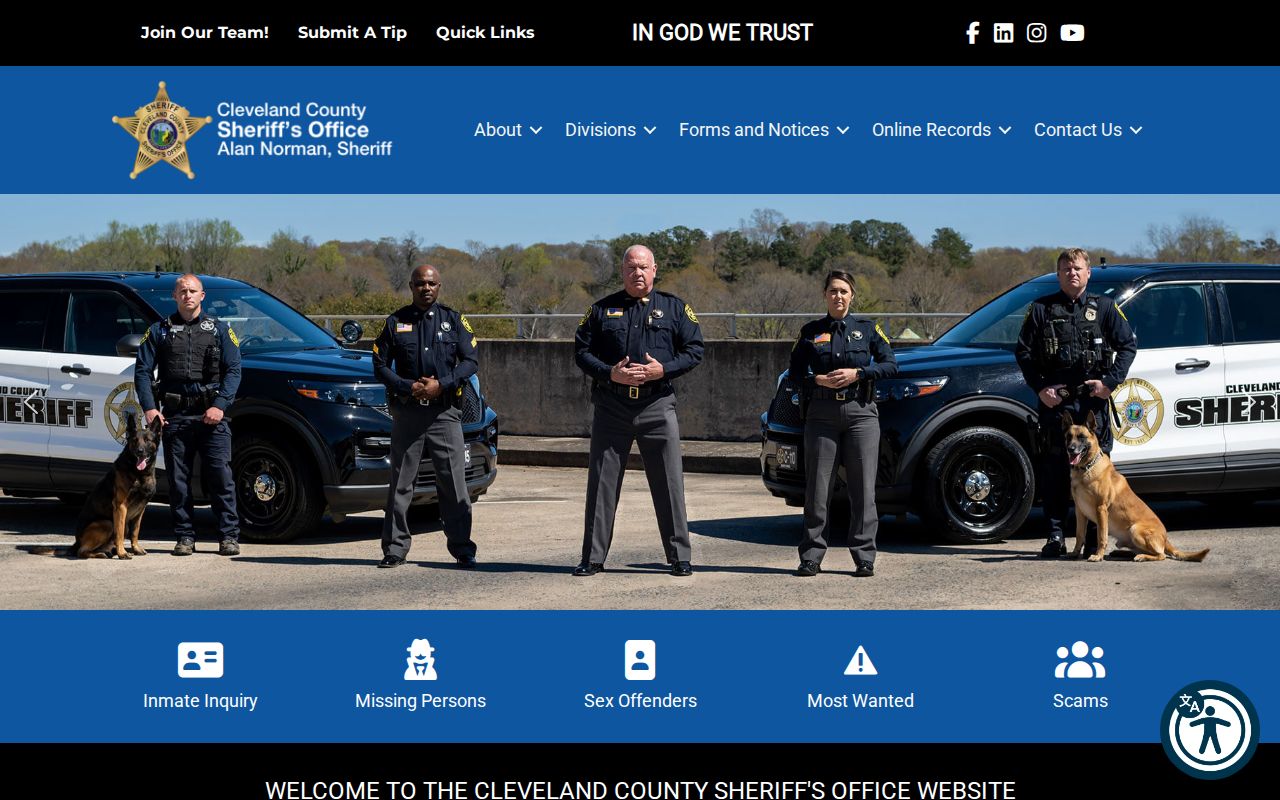 Official Cleveland County P2C Most Wanted interface