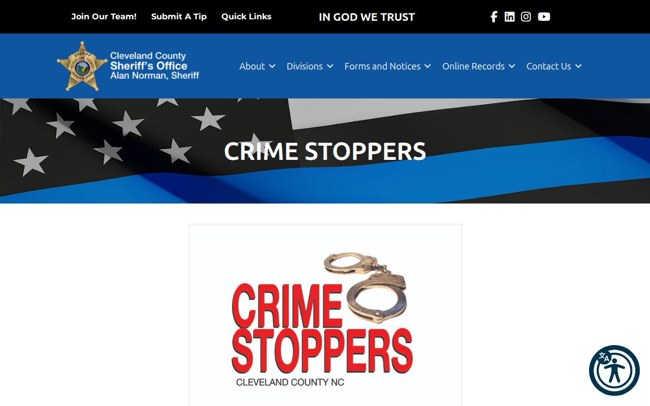 Cleveland County Sheriff's Crime Stoppers page
